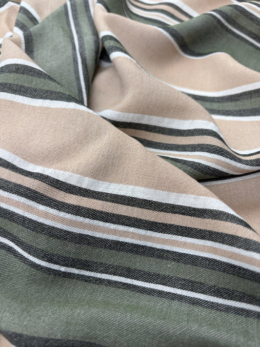 DANTE 031 midweight cotton/linnen jacquard sand kaki stripe