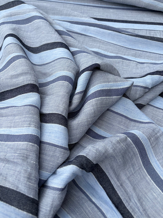 DANTE 034 midweight cotton/linnen jacquard blue stripe