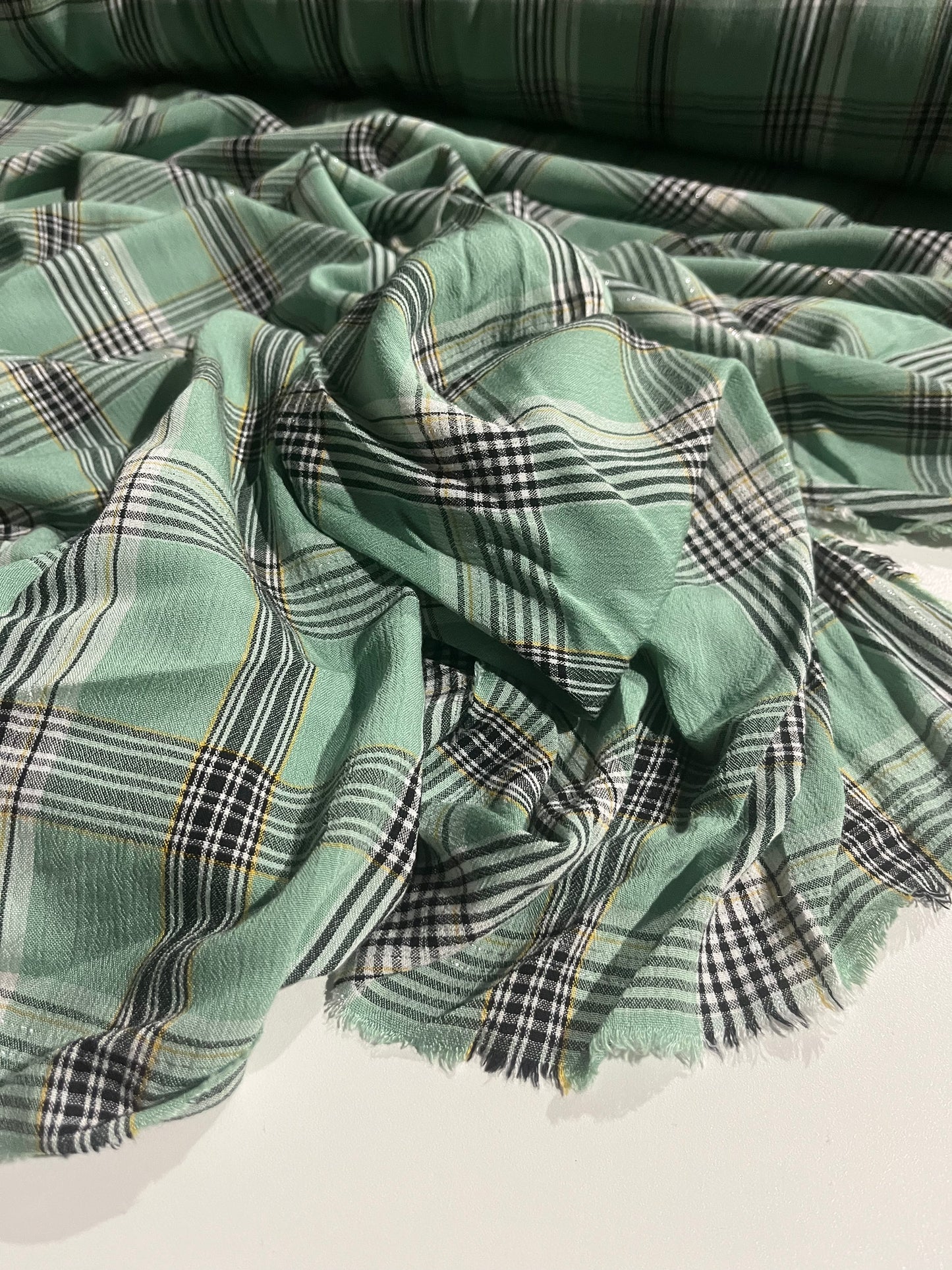 MOIRA 020 cotton viscose check linden green