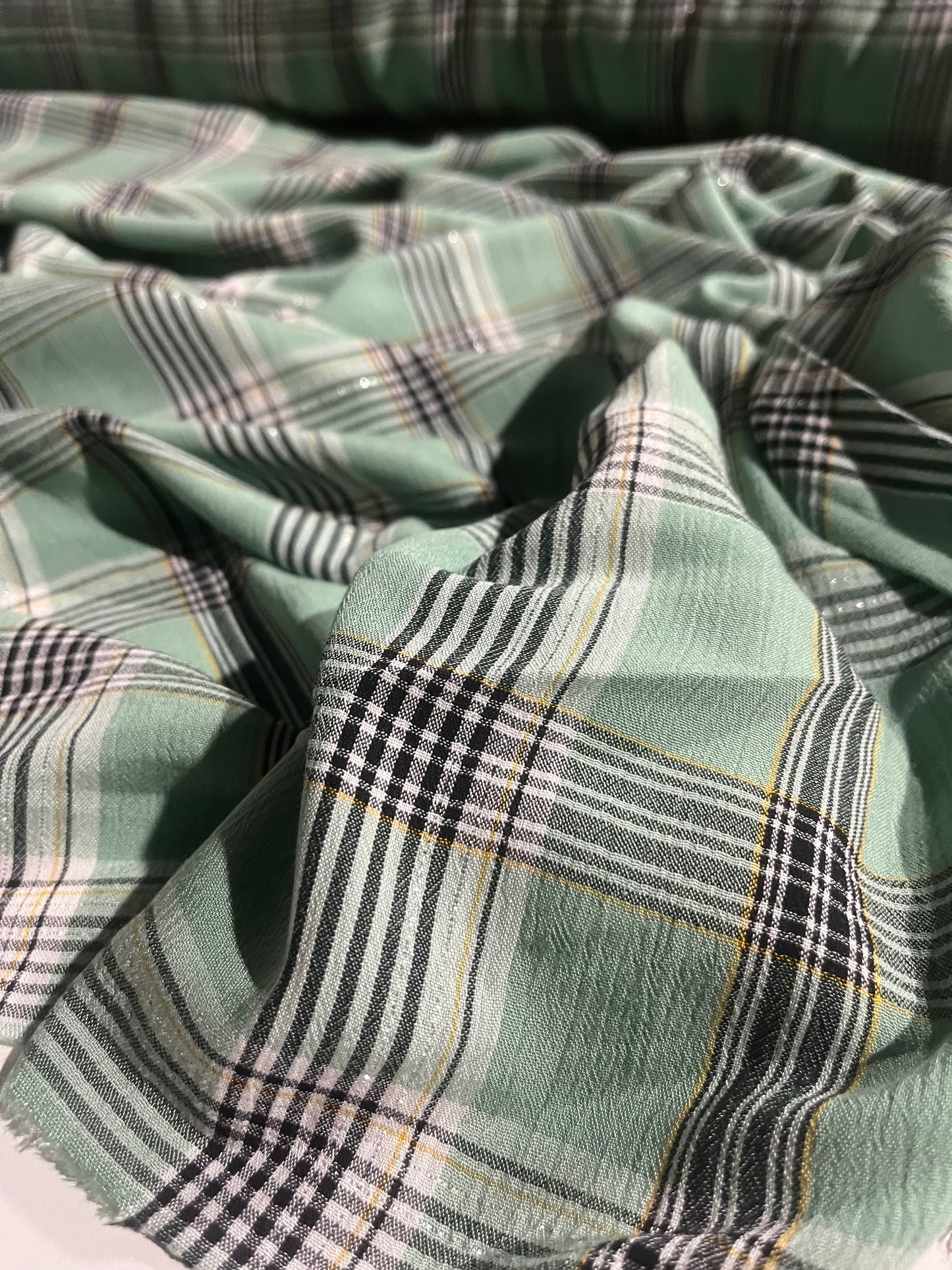 MOIRA 020 cotton viscose check linden green