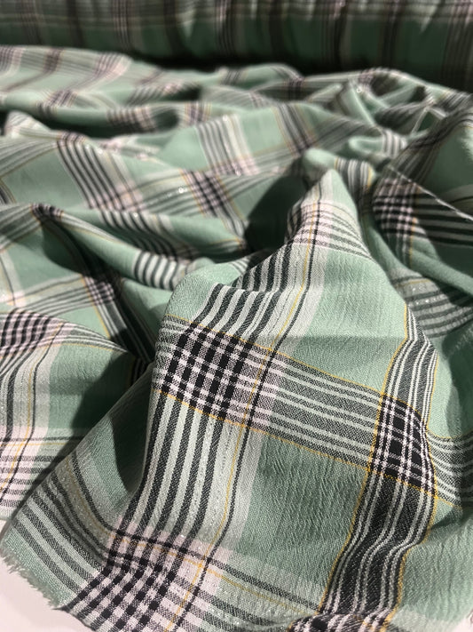 MOIRA 020 cotton viscose check linden green