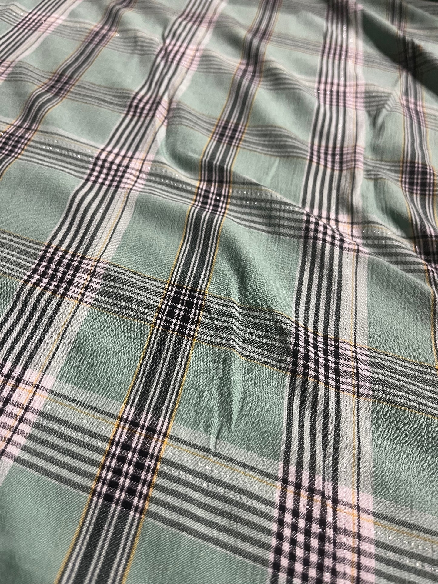 MOIRA 020 cotton viscose check linden green