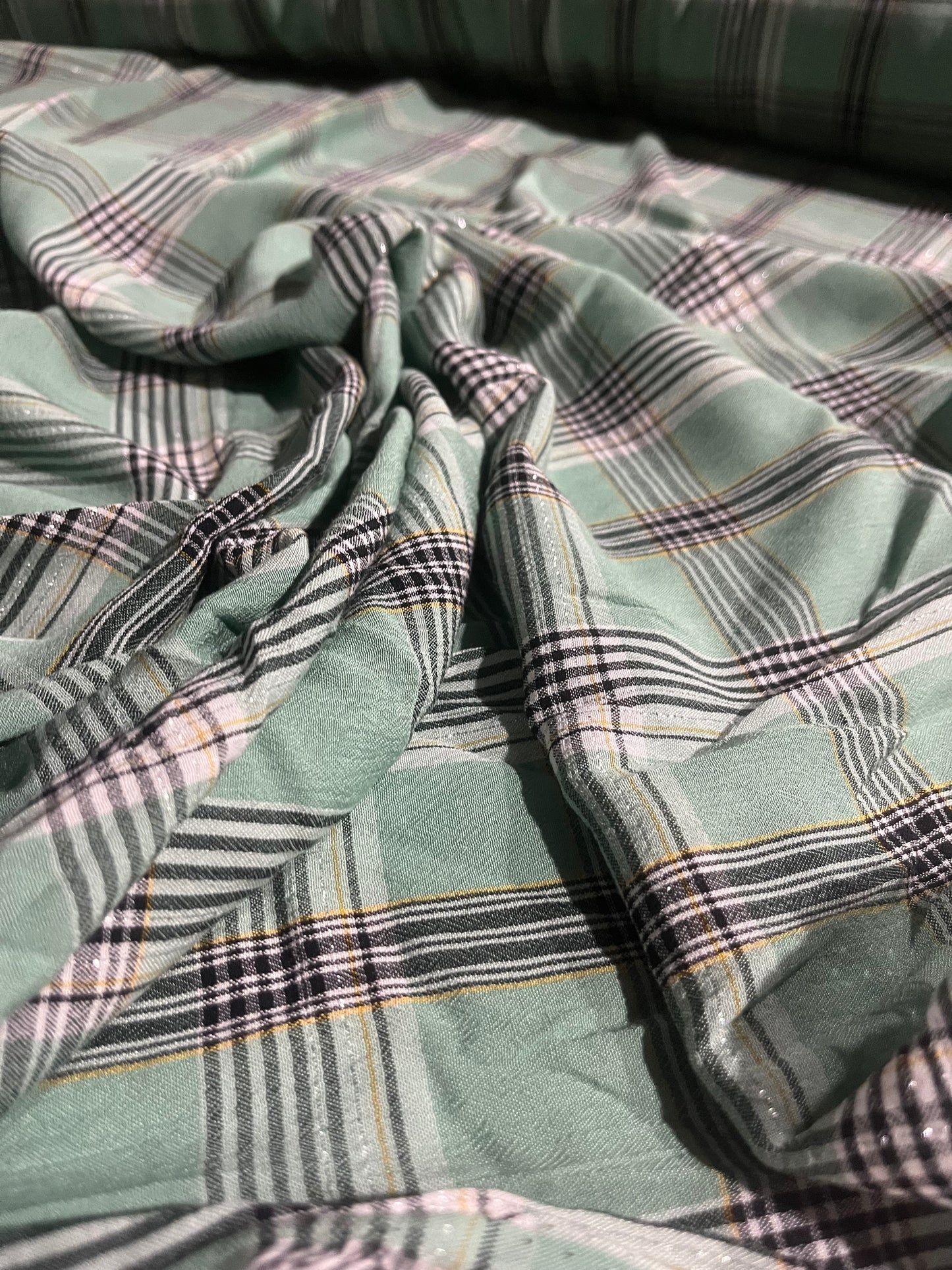 MOIRA 020 cotton viscose check linden green