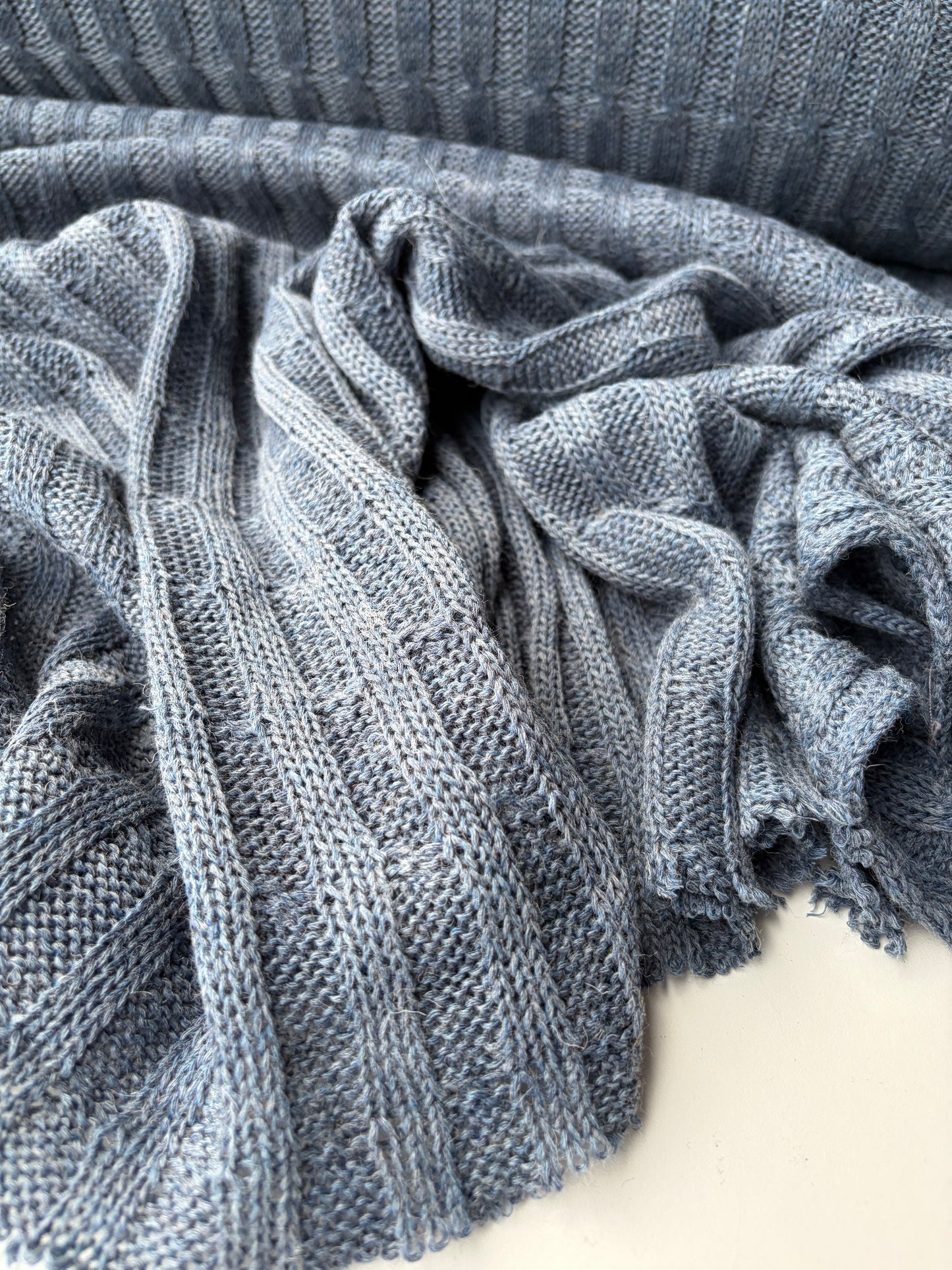 DARREN 004 steel blue knitted cable cotton/wool