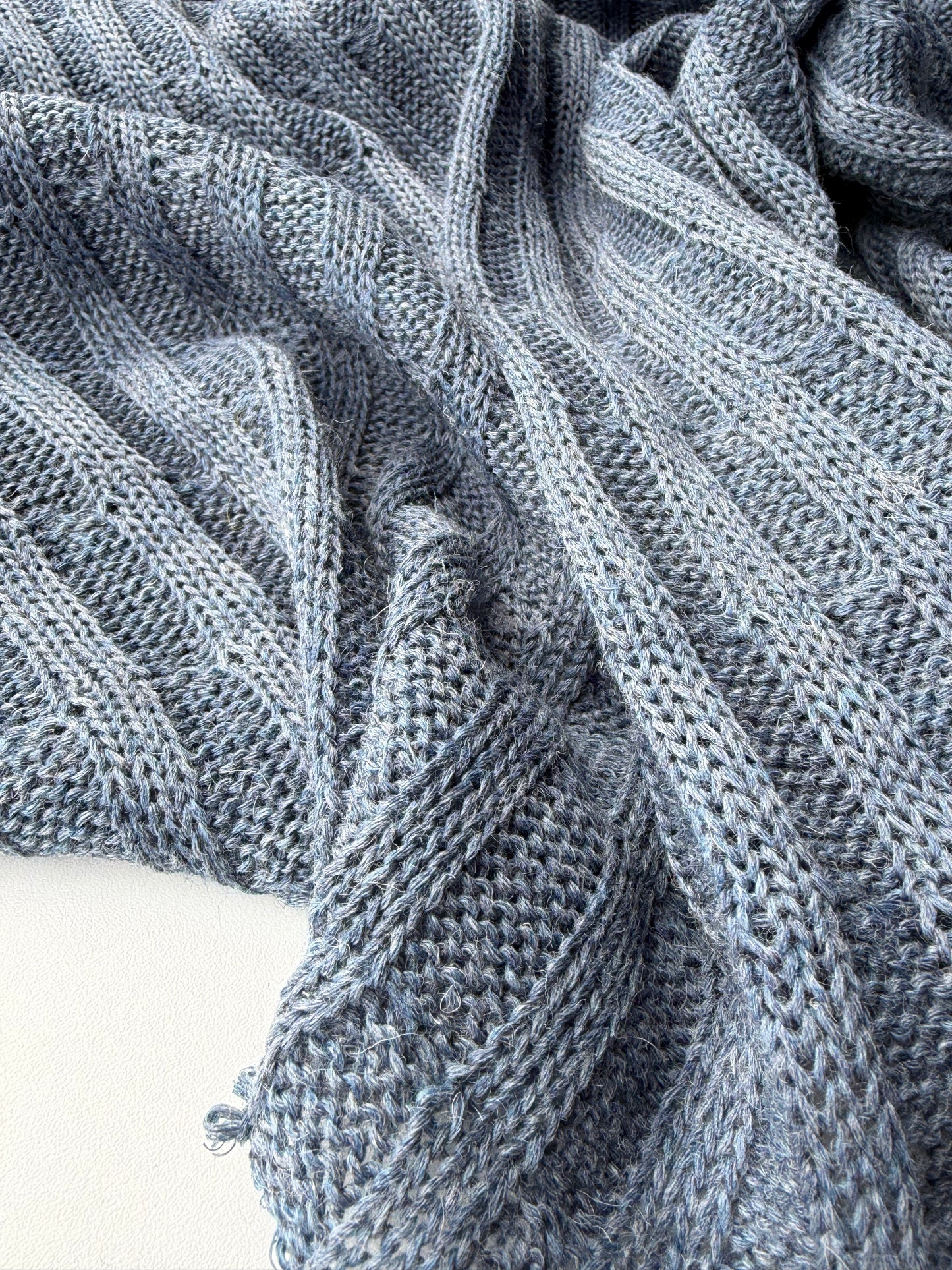 DARREN 004 steel blue knitted cable cotton/wool