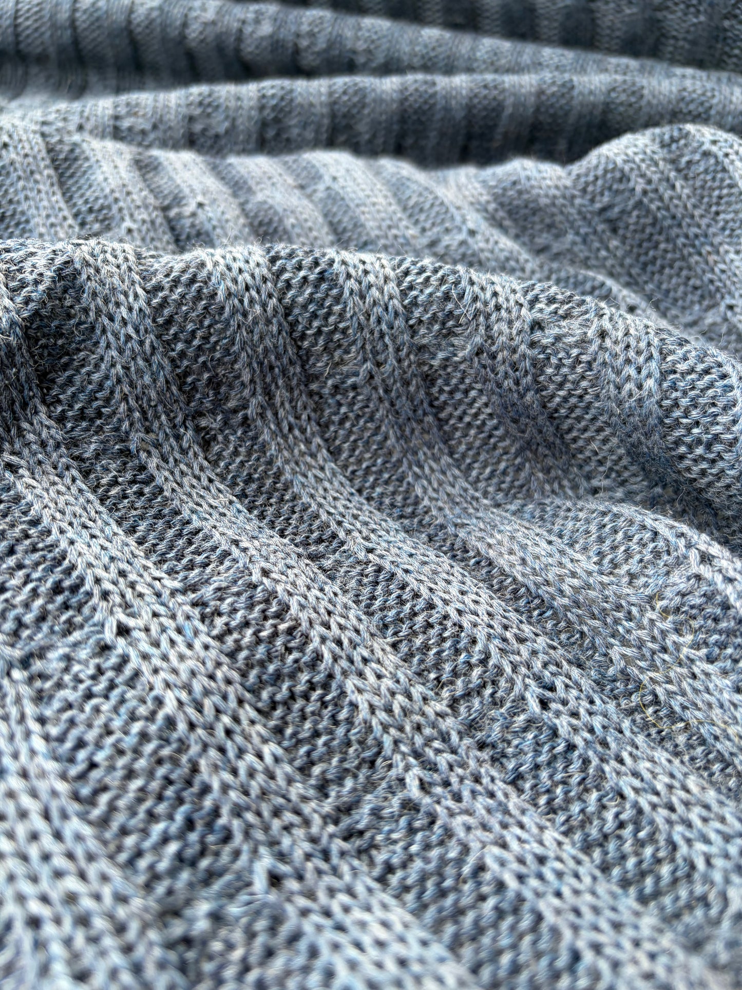 DARREN 004 steel blue knitted cable cotton/wool