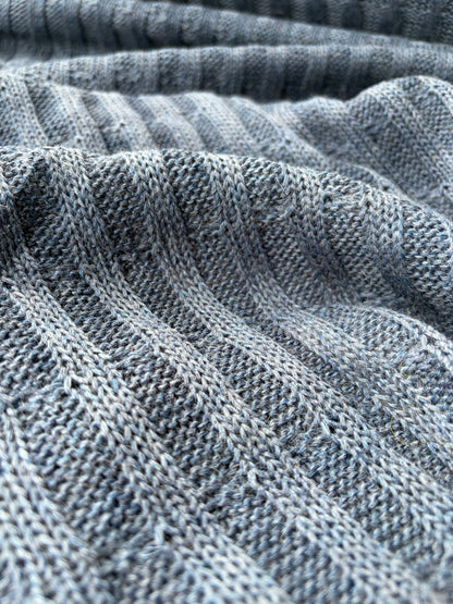 DARREN 004 steel blue knitted cable cotton/wool