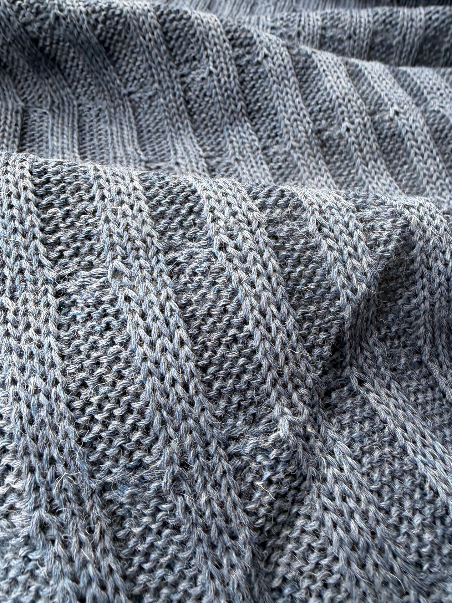 DARREN 004 steel blue knitted cable cotton/wool