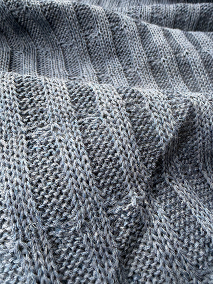 DARREN 004 steel blue knitted cable cotton/wool