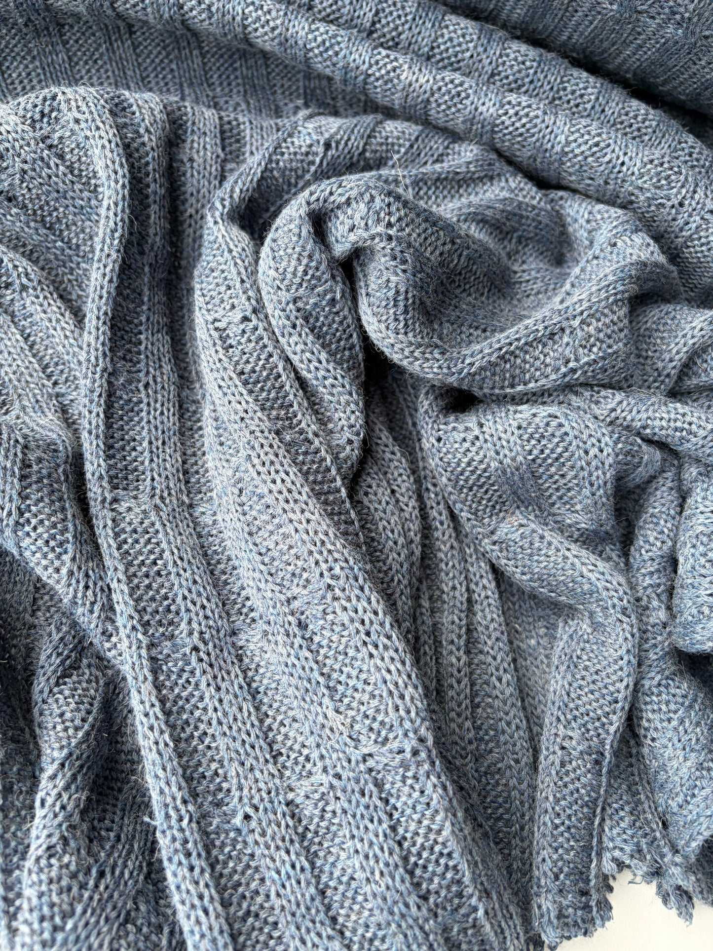 DARREN 004 steel blue knitted cable cotton/wool