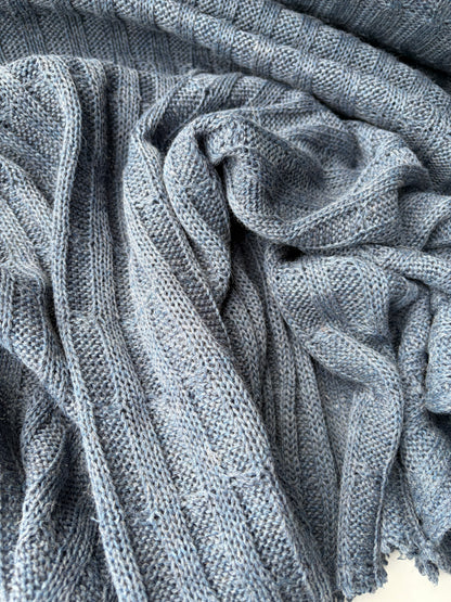 DARREN 004 steel blue knitted cable cotton/wool