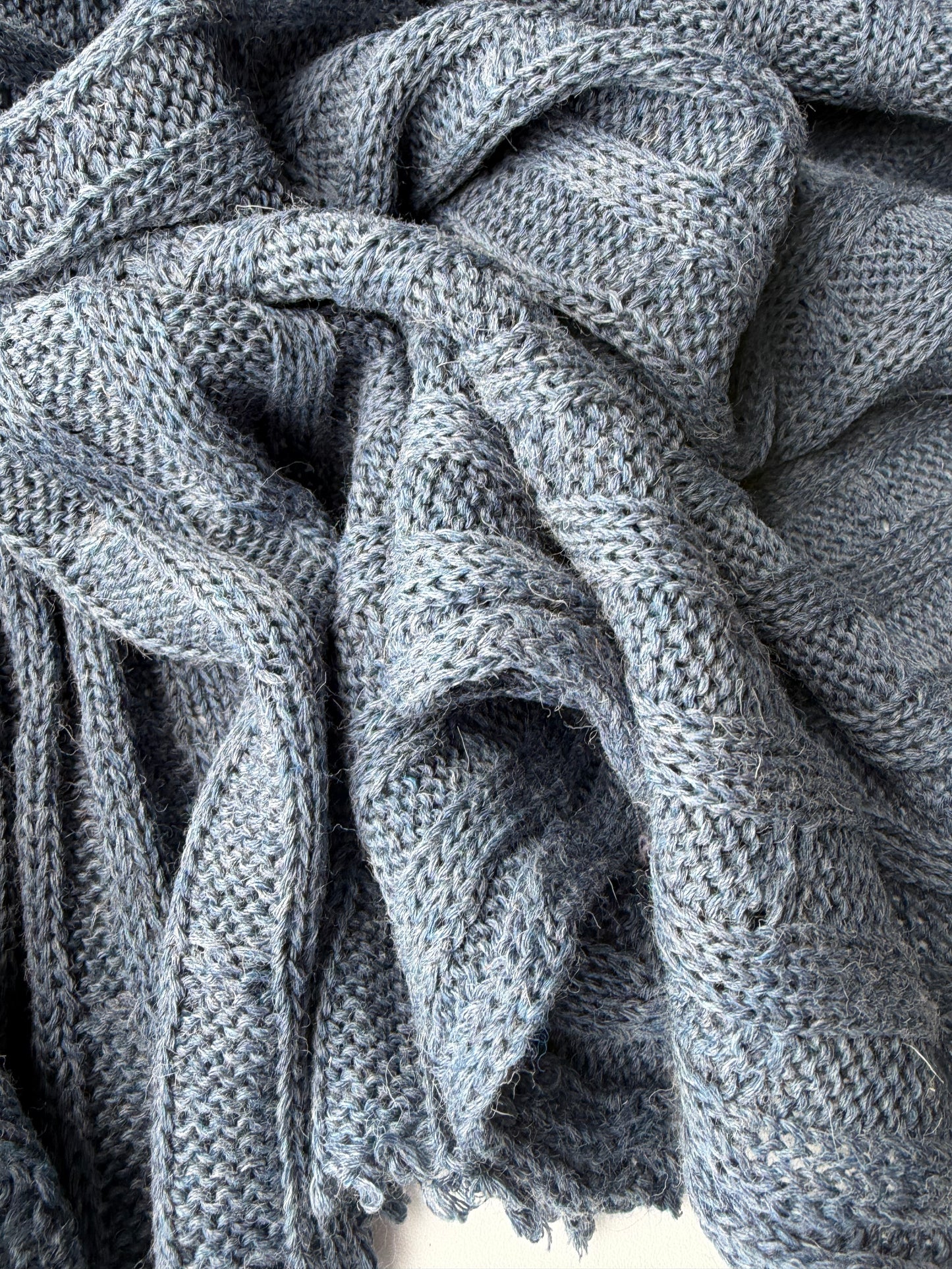 DARREN 004 steel blue knitted cable cotton/wool