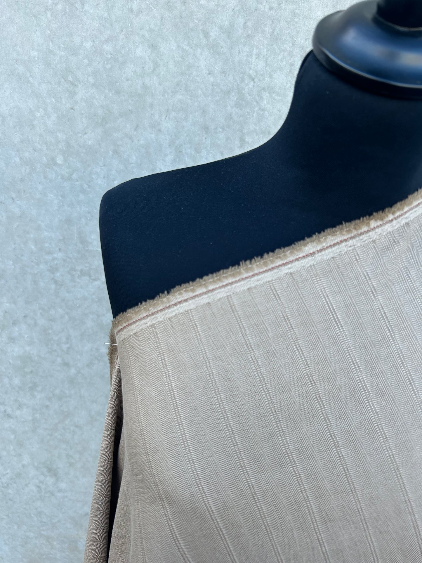 PREM10017 Loro Piana twin stripe wool herringbone camel