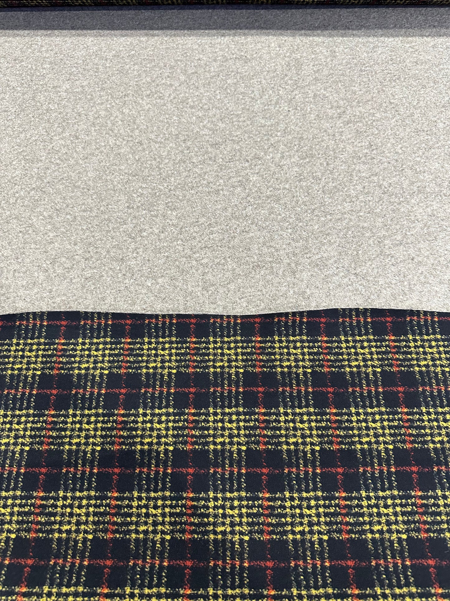 Flip side 340 red yellow black check double face taupe