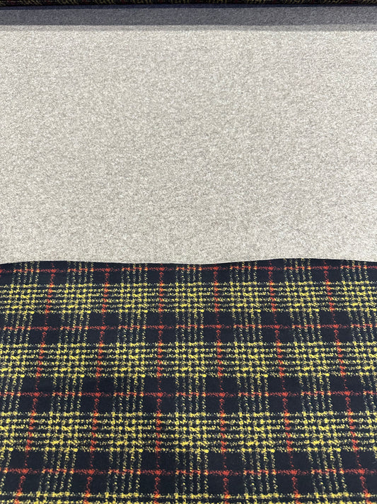 Flip side 340 red yellow black check double face taupe