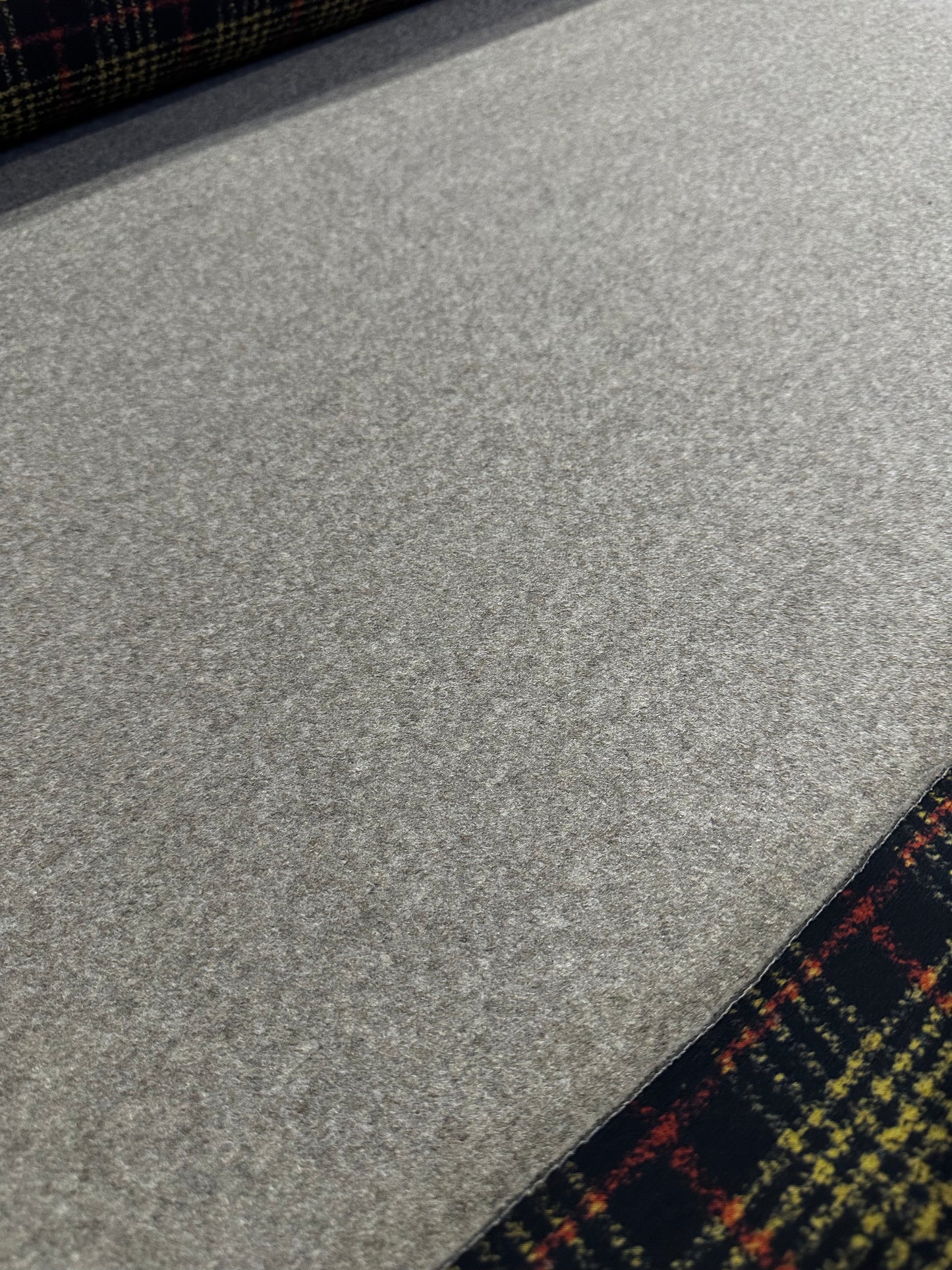 Flip side 340 red yellow black check double face taupe