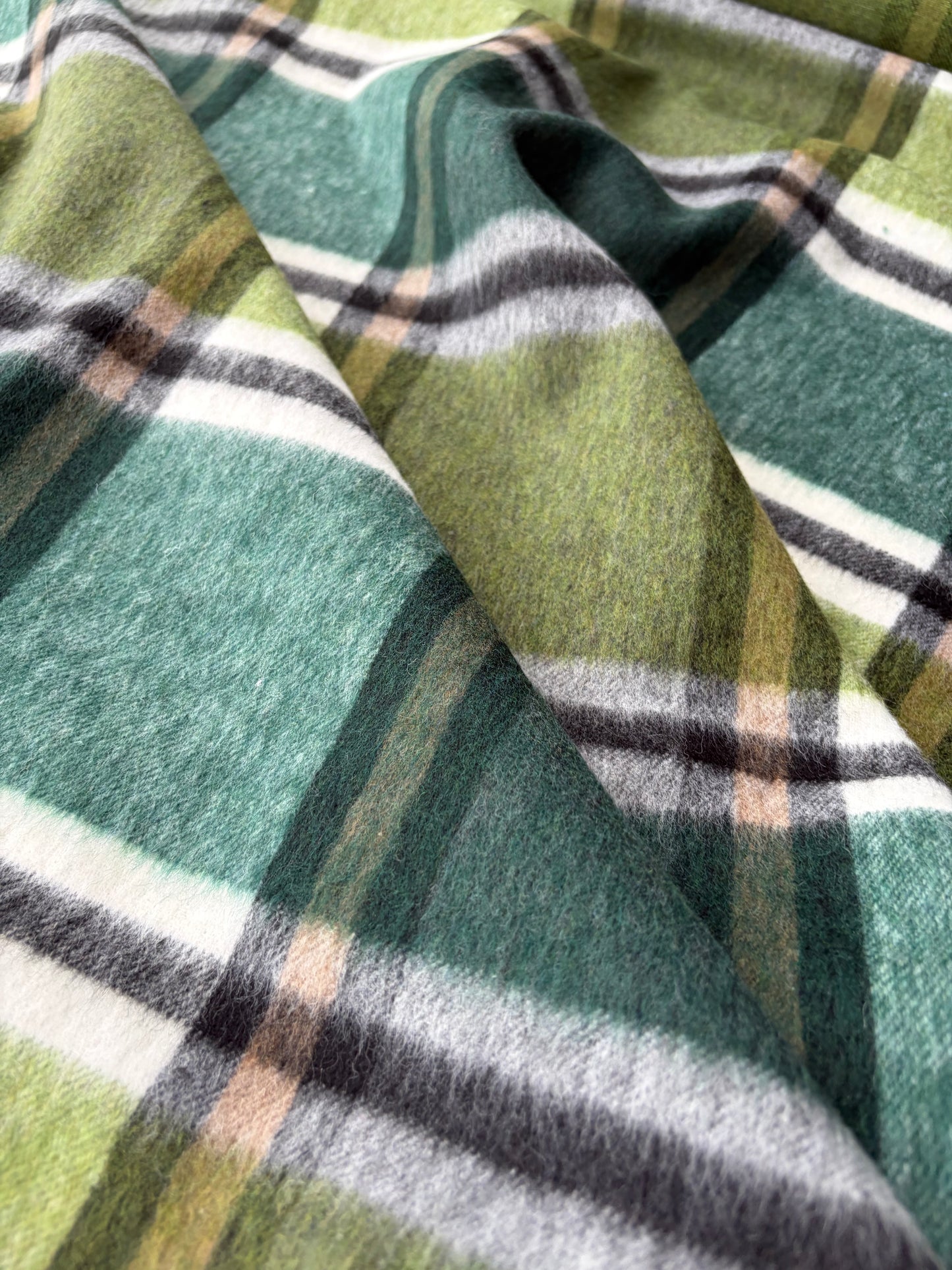 DARREN 014 green checkered wool flannel