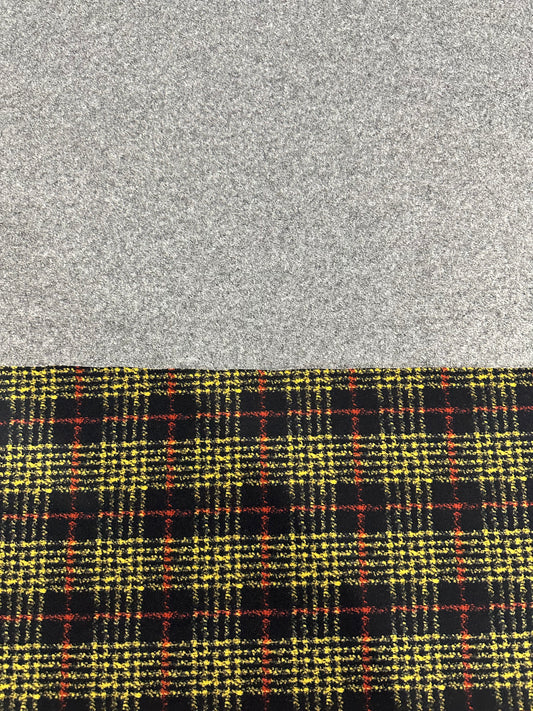 Flip side 345 red yellow black check double face grey