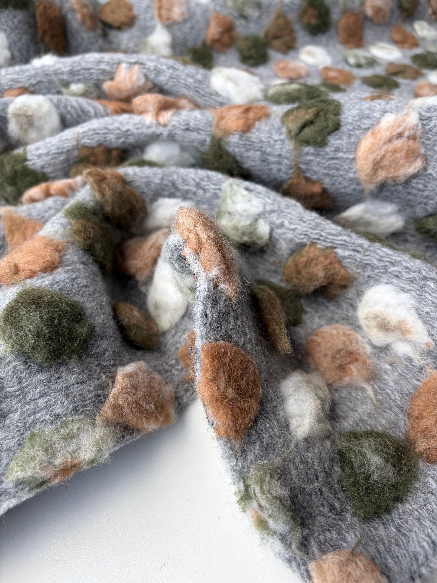 DARREN 015 heavy boiled wool with applicated flower design