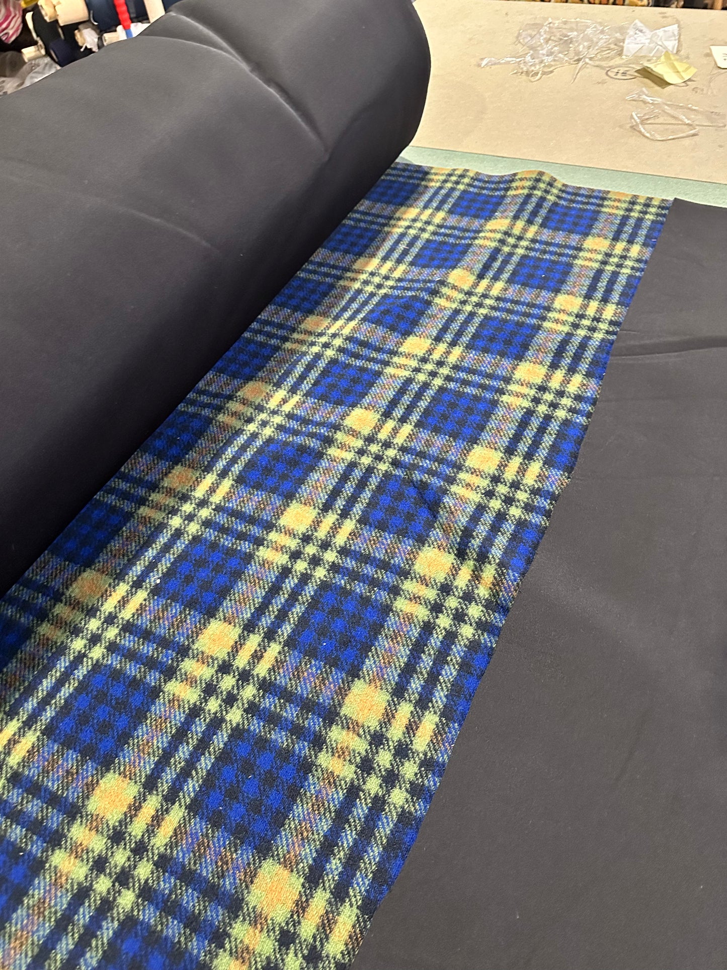 Flip side 355 Blue/green check double face black