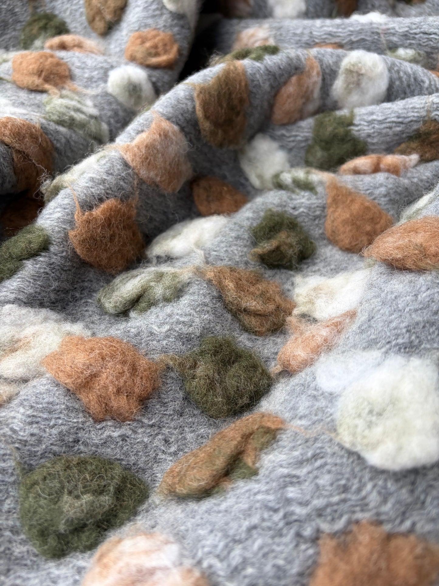 DARREN 015 heavy boiled wool with applicated flower design