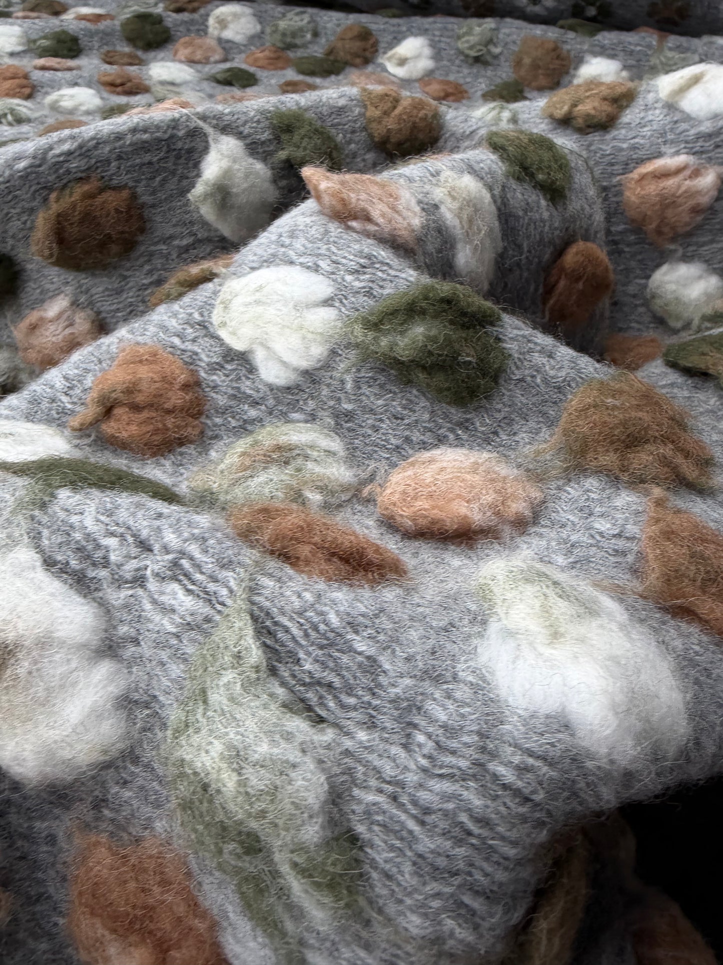 DARREN 015 heavy boiled wool with applicated flower design