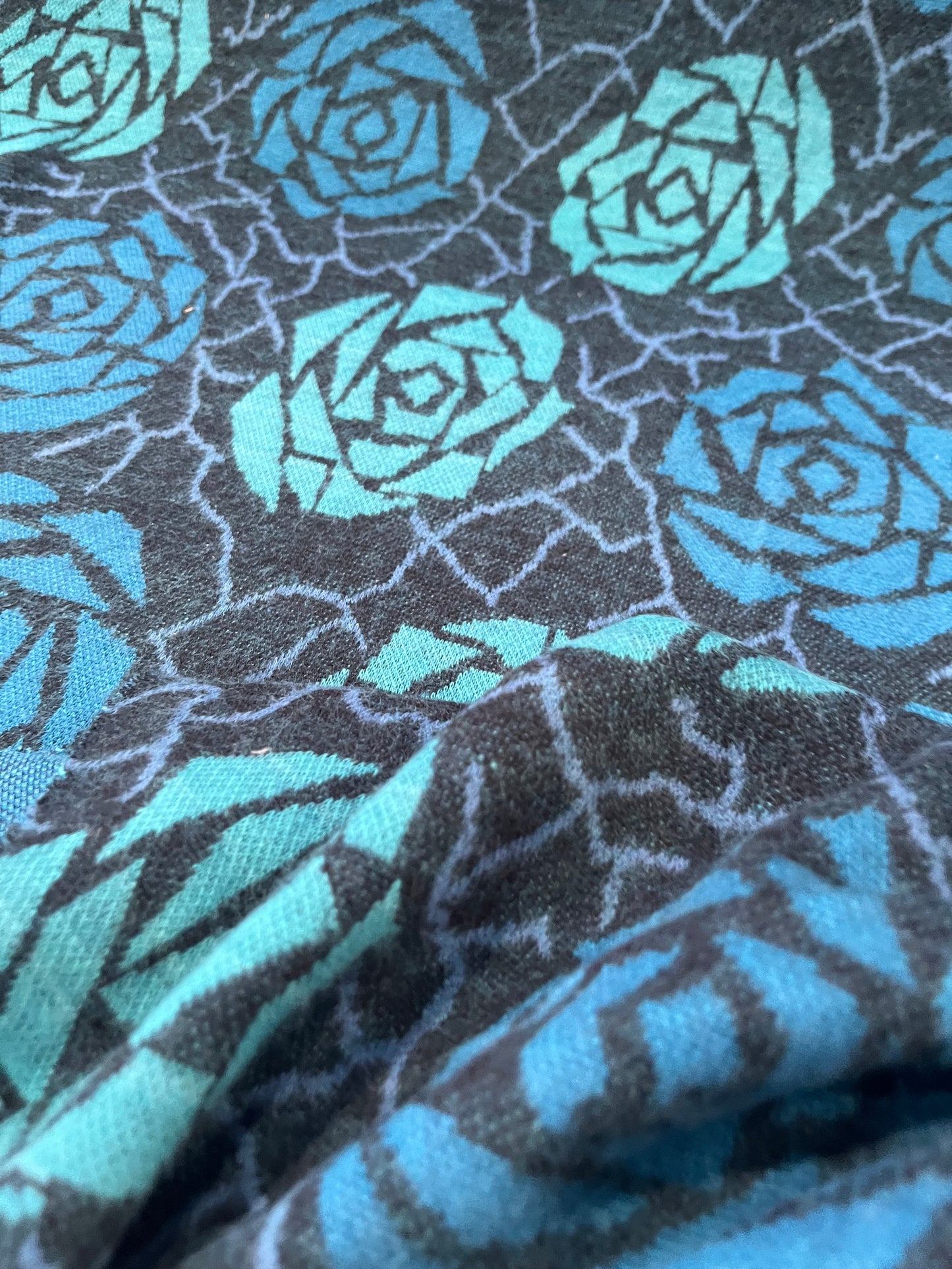 JC Jersey jacquard aqua roses