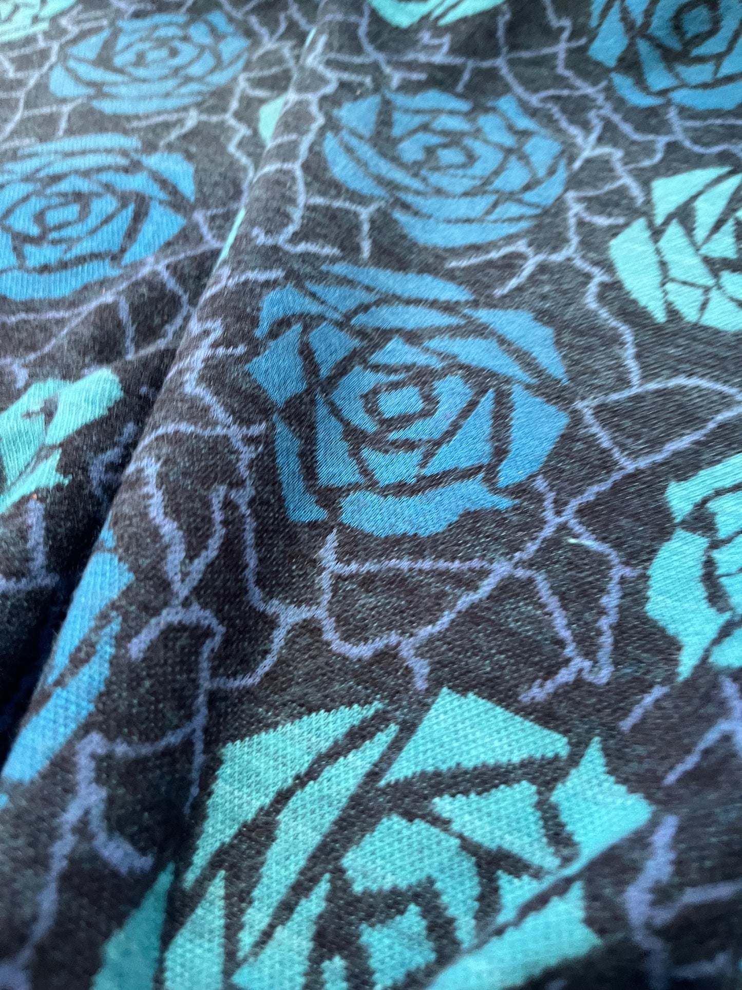 JC Jersey jacquard aqua roses