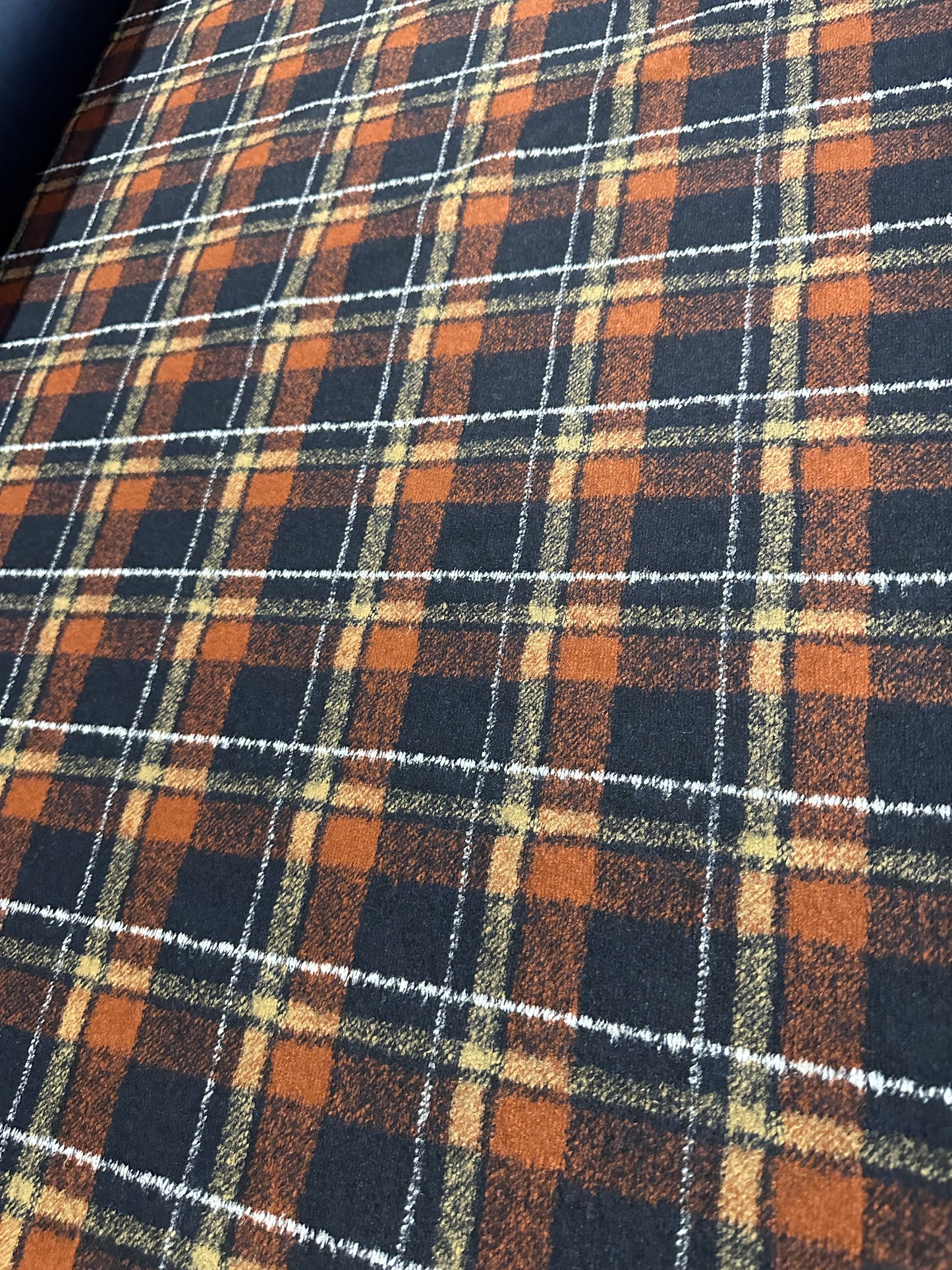 Flip side 360 wool Orange/Navy check double face jersey Navy