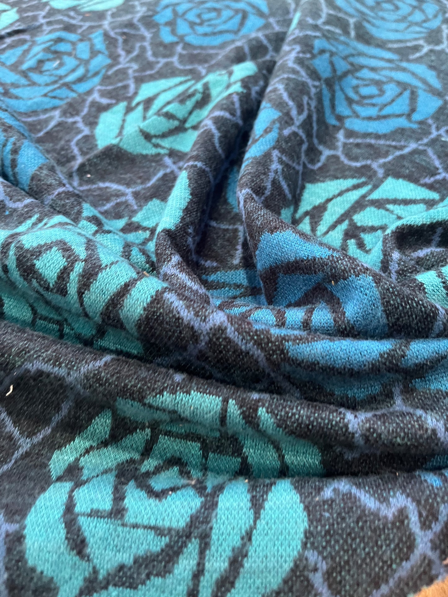 JC Jersey jacquard aqua roses