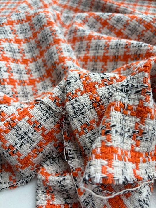 DANTE 054 heavy cotton tweed Chanel style orange checks