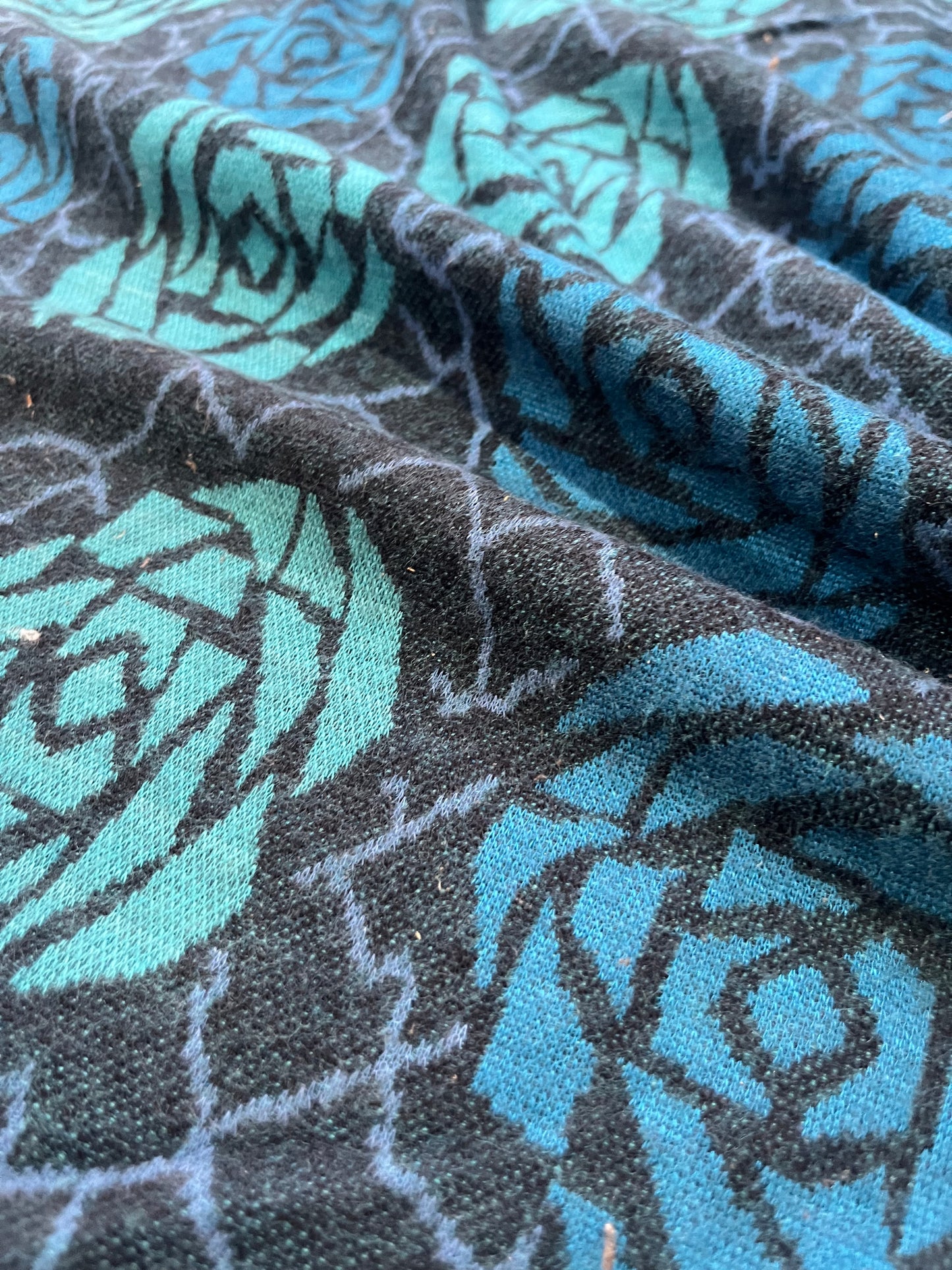 JC Jersey jacquard aqua roses