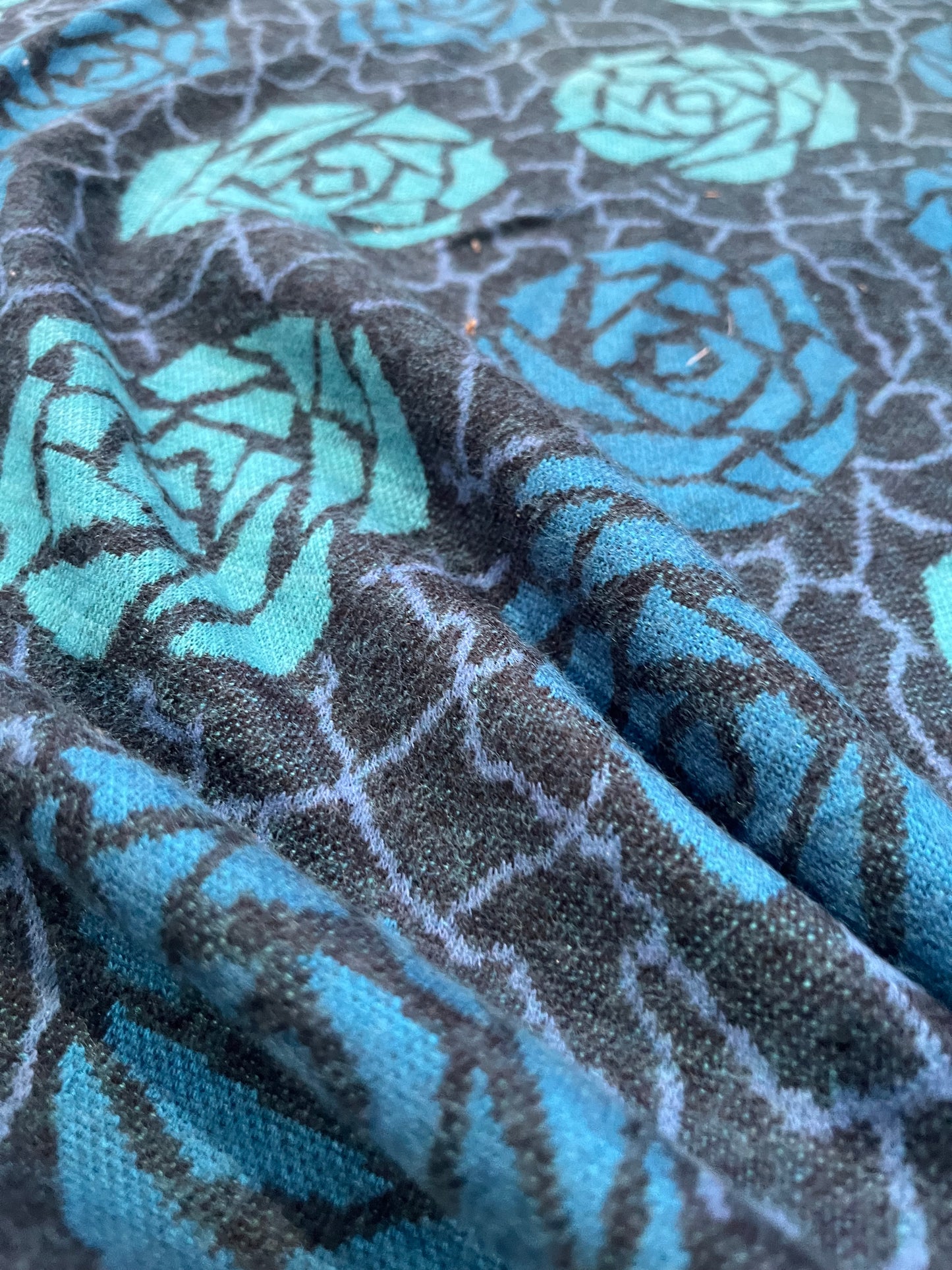 JC Jersey jacquard aqua roses