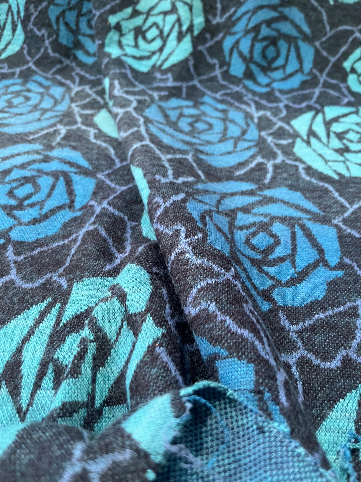 JC Jersey jacquard aqua roses