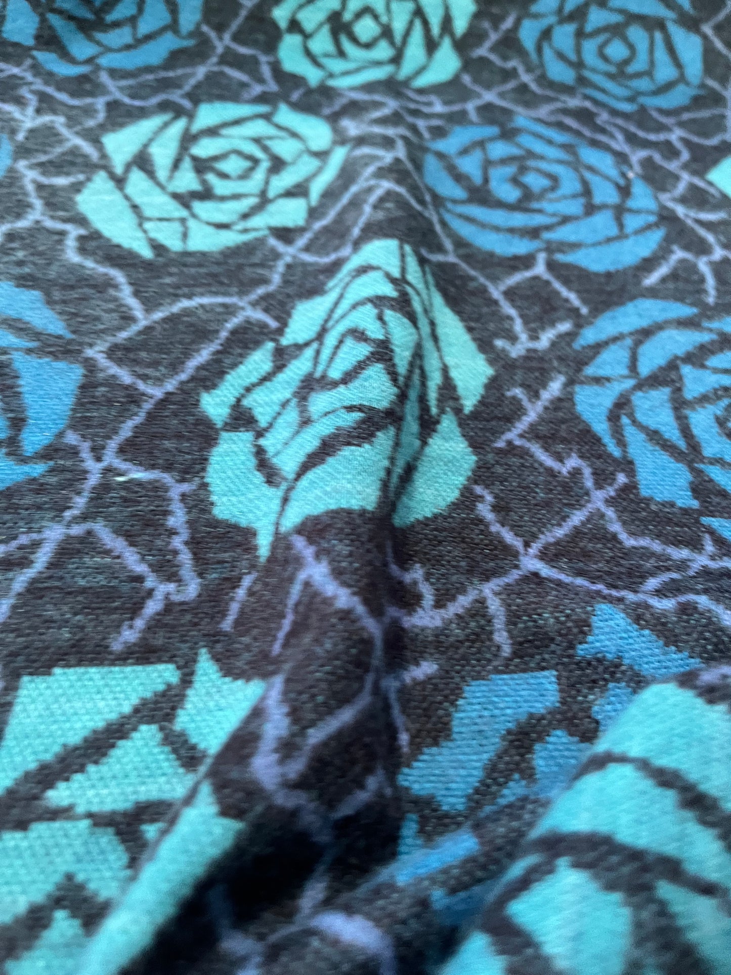 JC Jersey jacquard aqua roses