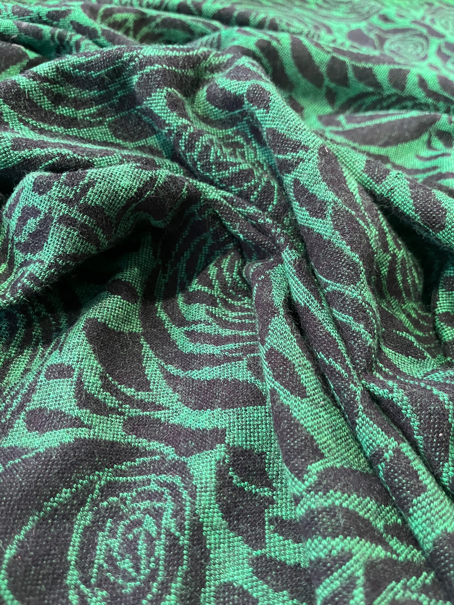 JC Jersey jacquard green roses