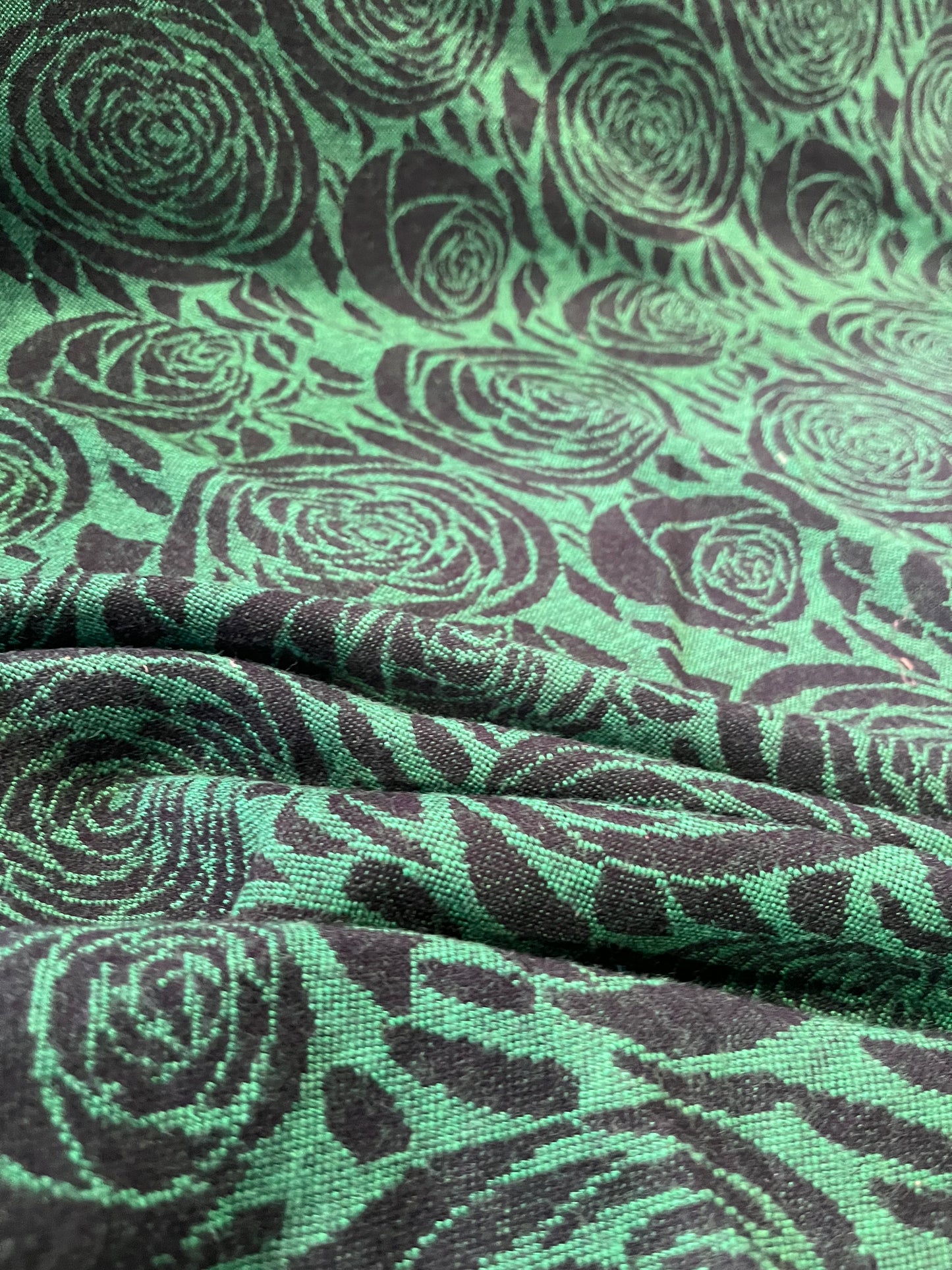 JC Jersey jacquard green roses