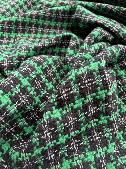 DANTE 056 heavy cotton tweed Chanel style black/green checks