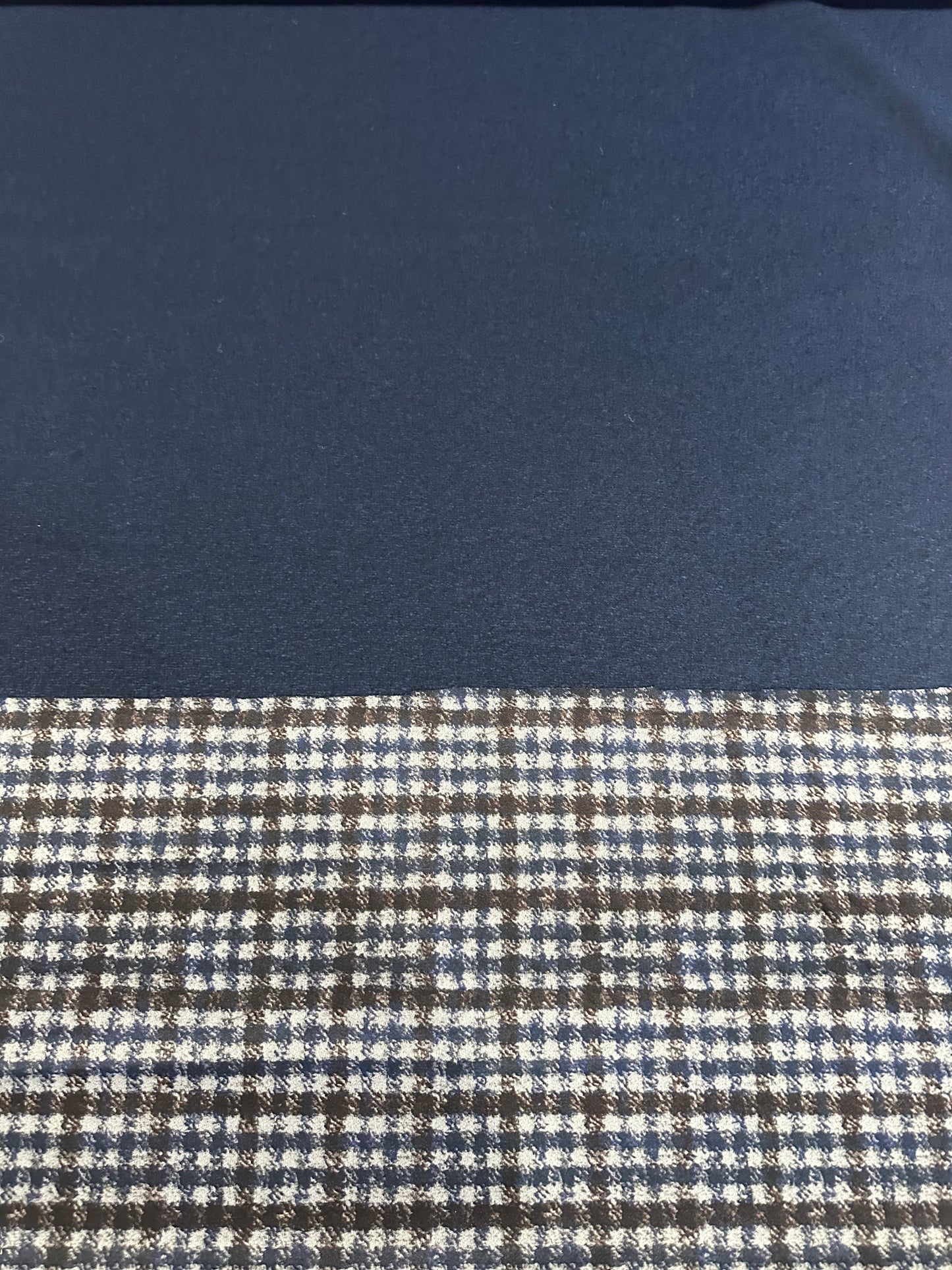 Flip side 390 blue brown grey check double face navy