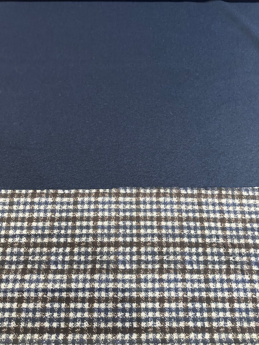Flip side 390 blue brown grey check double face navy