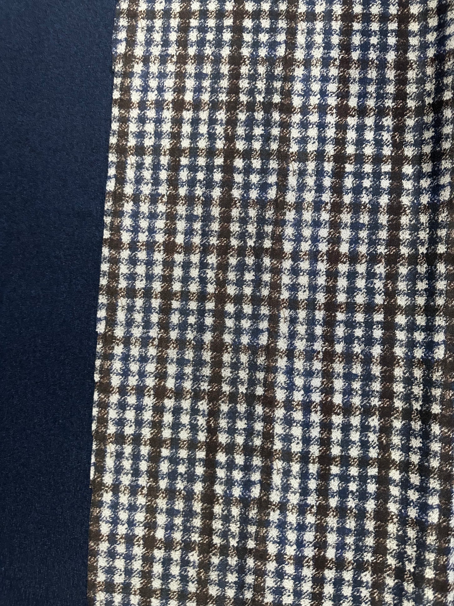 Flip side 390 blue brown grey check double face navy