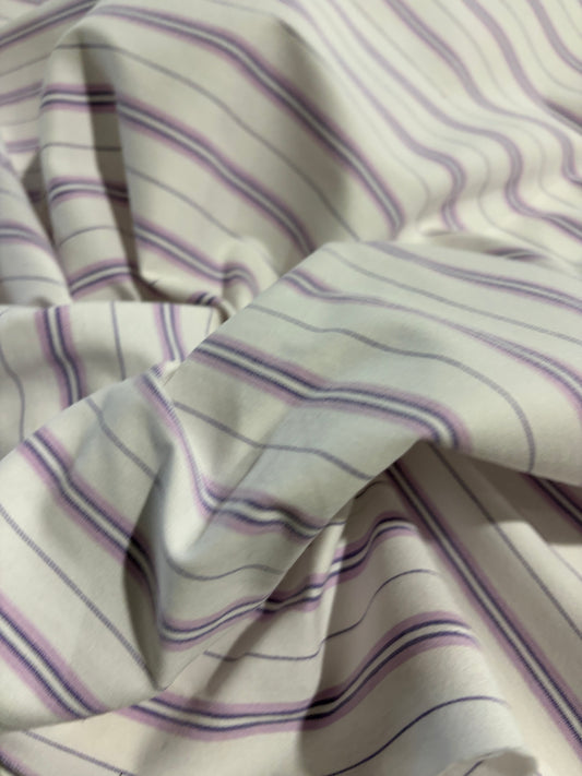 DANTE 061 cotton bengaline stripes white/lilac