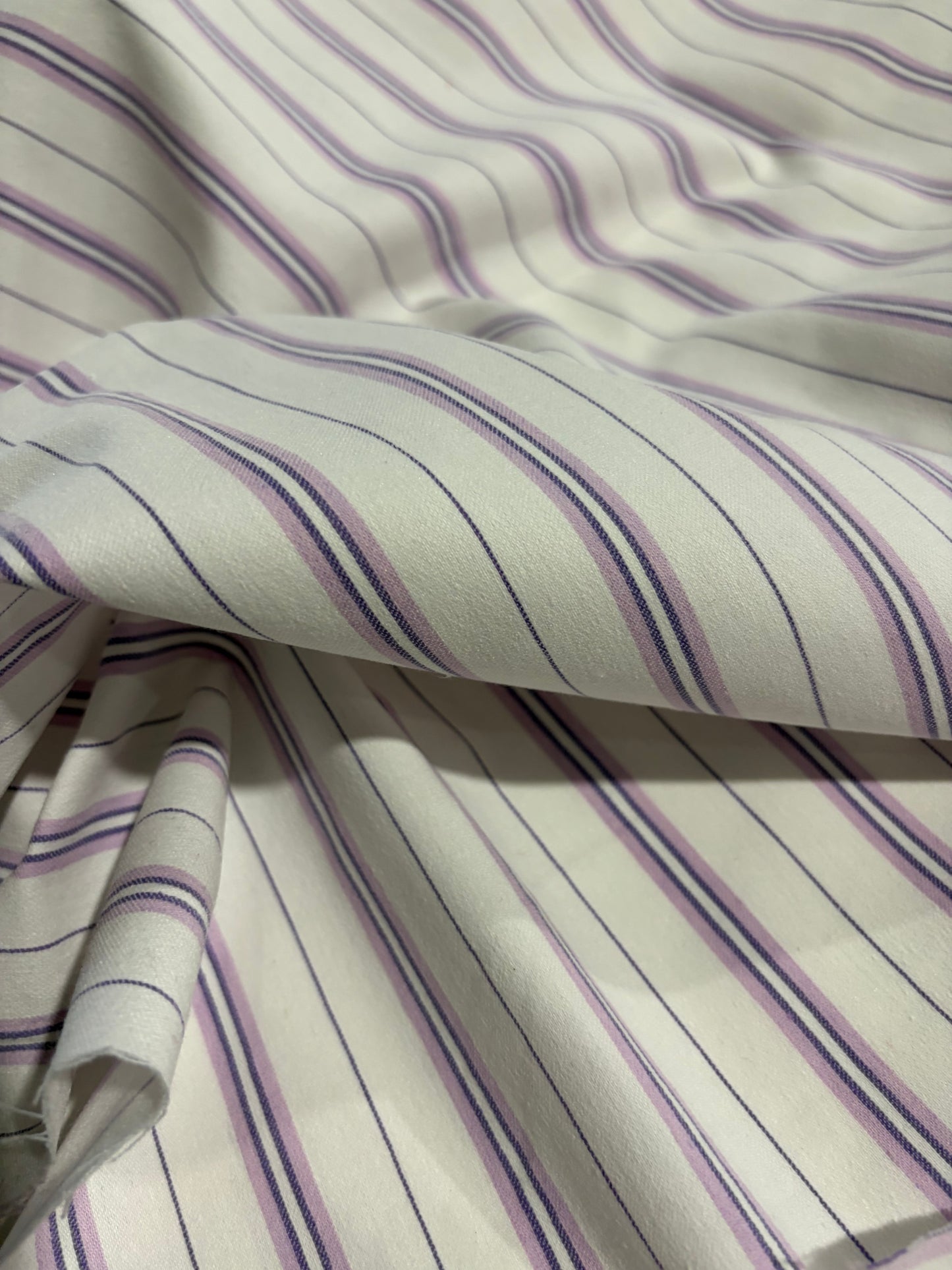 DANTE 061 cotton bengaline stripes white/lilac