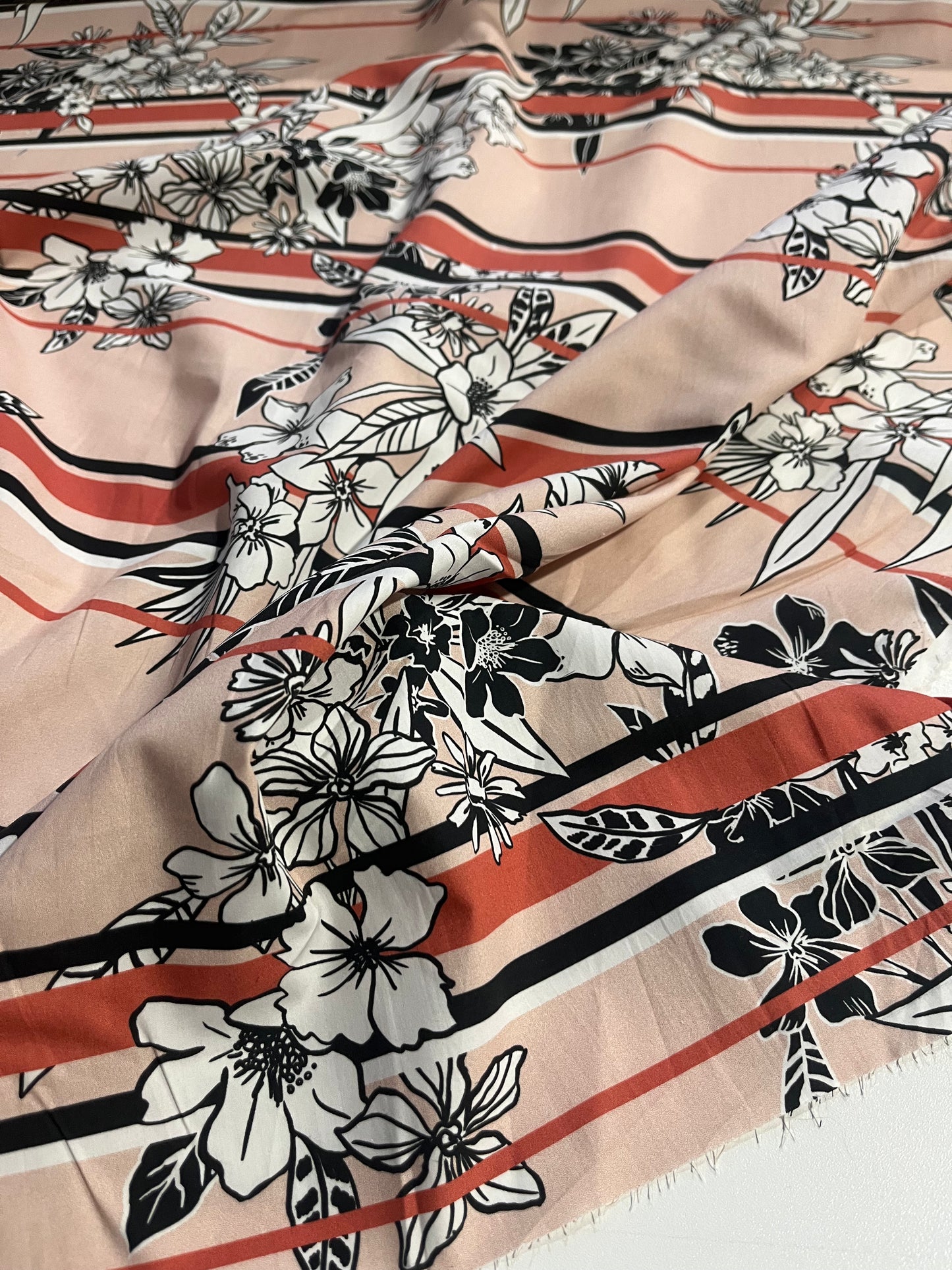 WALLY 014 cotton poplin  printed flowers and stripes
