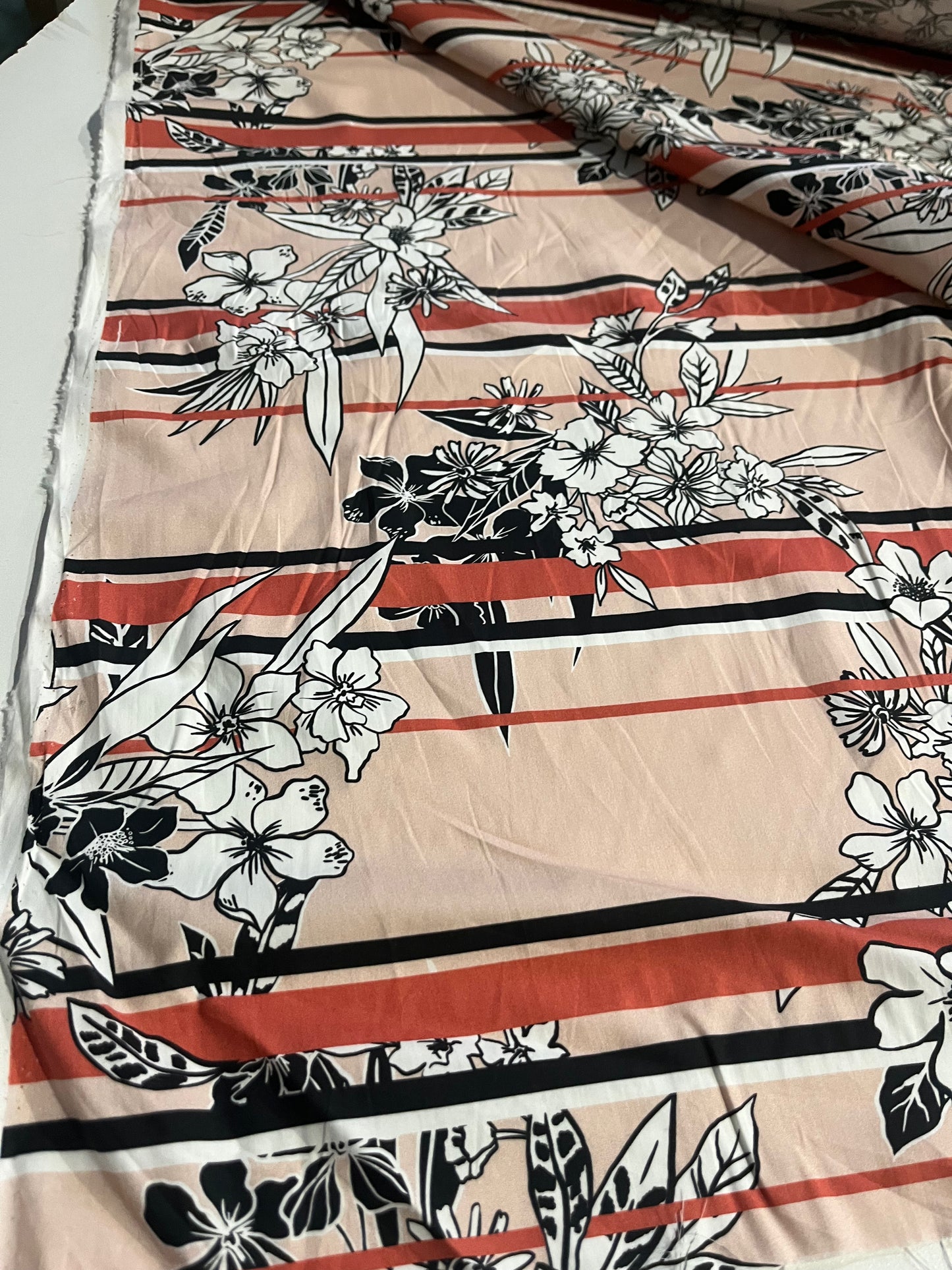 WALLY 014 cotton poplin  printed flowers and stripes