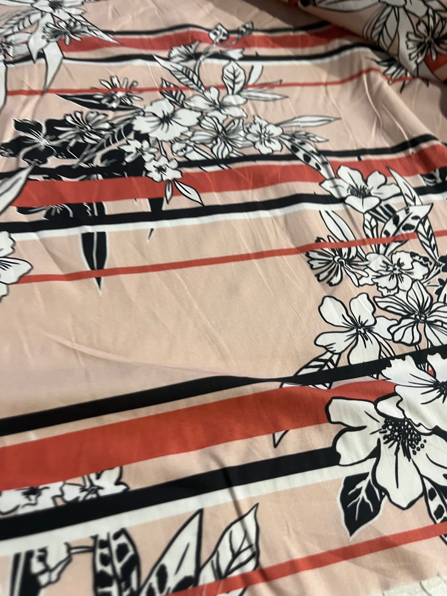 WALLY 014 cotton poplin  printed flowers and stripes