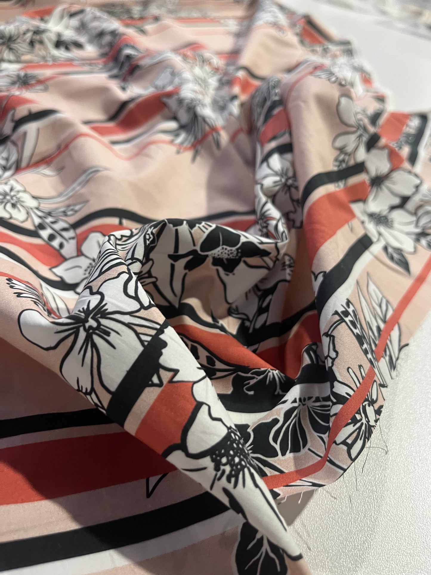 WALLY 014 cotton poplin  printed flowers and stripes