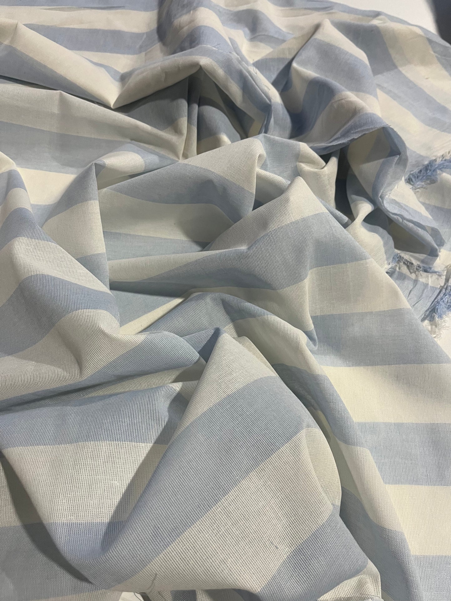 AMOS 027 woven cotton gaze stripe light blue