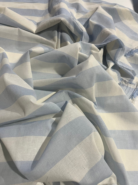 AMOS 027 woven cotton gaze stripe light blue