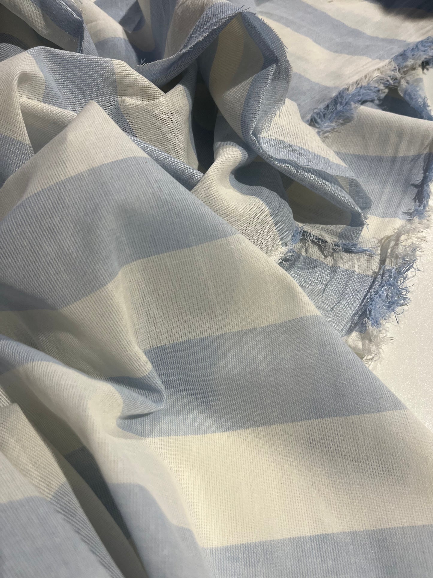 AMOS 027 woven cotton gaze stripe light blue